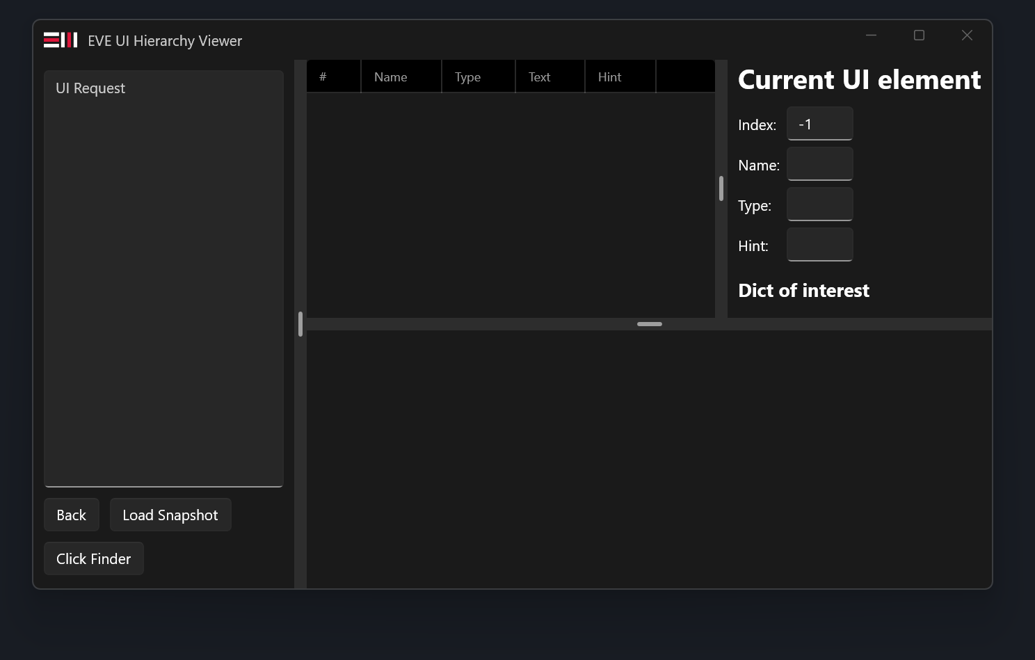 EVE UI Hierarchy Viewer inspecting EVE Online client UI elements